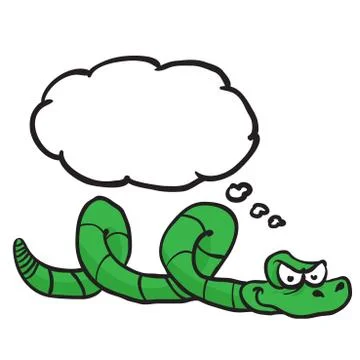 Green snake with thought bubble Stock Illustration