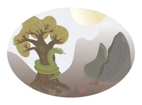 Green snake on the tree Stock Illustration