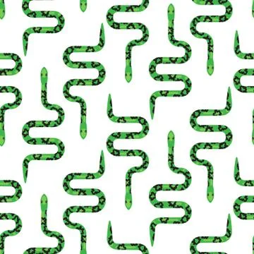 Green snake on white seamless pattern vector Illustrazione stock