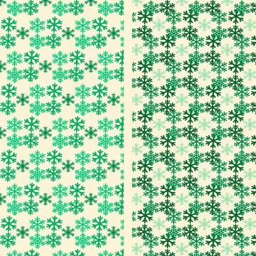 Green Snowflake Pattern on Beige Background Stock Illustration