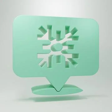Green Snowflake with speech bubble icon isolated on grey background. Merry .. Stock Illustration