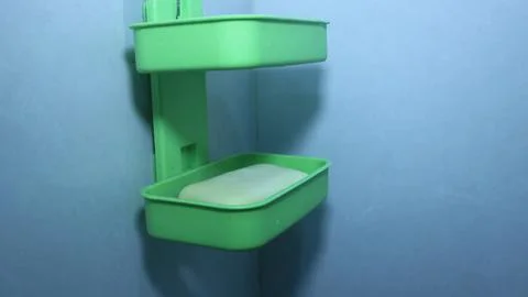 Green soap dish attached Stock Photos