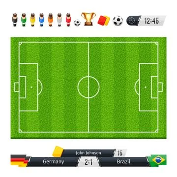 Green Soccer Field with Statistics Elements Stock Illustration