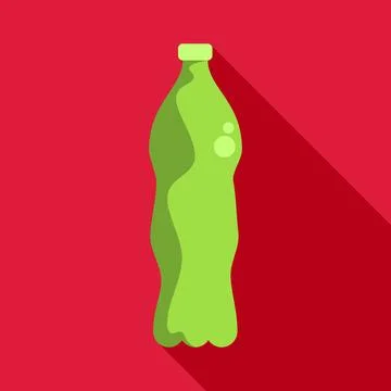 Green soda bottle with bubbles in flat design Stock Illustration