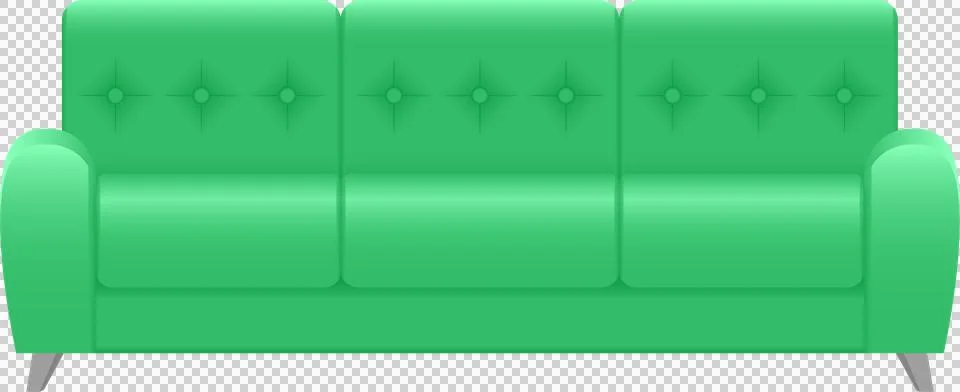 Green sofa with buttoned back cushions. Comfortable seating for a living ro.. Stock Illustration