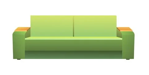 Green sofa. Classic simple upholstered furniture to sit. Set of objects isola 库存插图