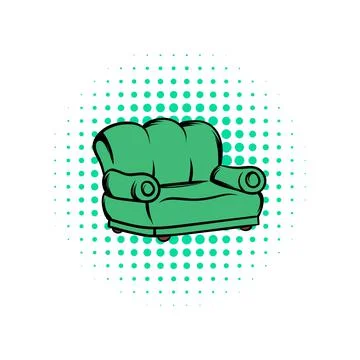 Green sofa comics icon イラスト素材