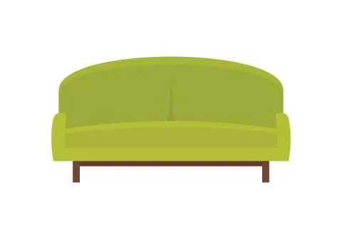 Green sofa icon in flat style Stock Illustration