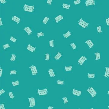 Green Sofa icon isolated seamless pattern on green background. Vector Illustrazione stock