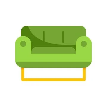 Green sofa icon representing household comfort and furniture Stock Illustration