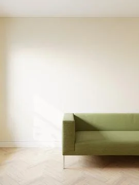 Green sofa in the interior, with free space on the wall. 3d rendering Stock Illustration