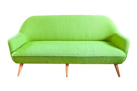 Green sofa isolated with clipping path Stock Photos