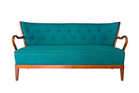 Green sofa isolated with clipping path Stock Photos