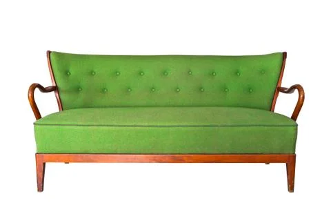 Green sofa isolated with clipping path Stock Photos