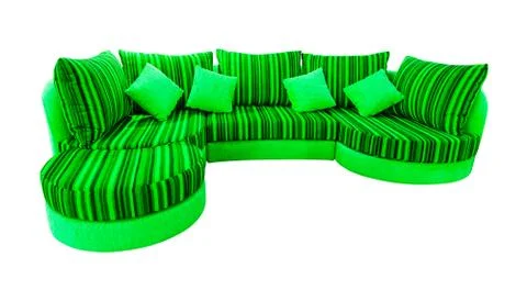 Green sofa isolated with clipping path Stock Photos