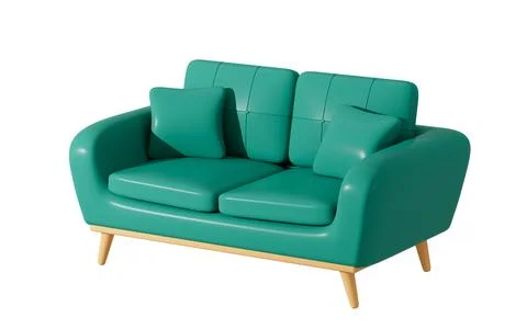 Green sofa model, 3d rendering. Illustrazione stock