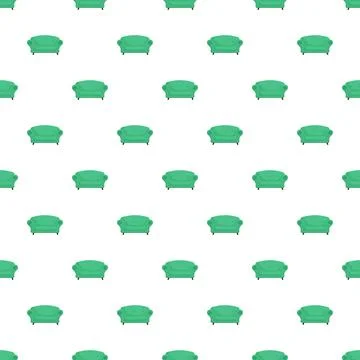 Green sofa repeating pattern creating seamless background Stock Illustration