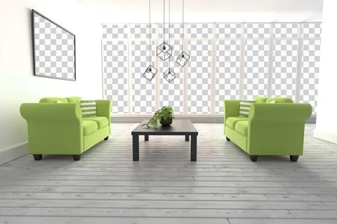 Green sofas on floor in modern living room Illustrazione stock