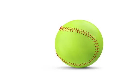 Green softball or baseball ball isolated on white background. Stock Illustration
