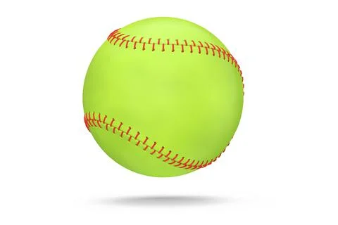 Green softball or baseball ball isolated on white background. Stock Illustration
