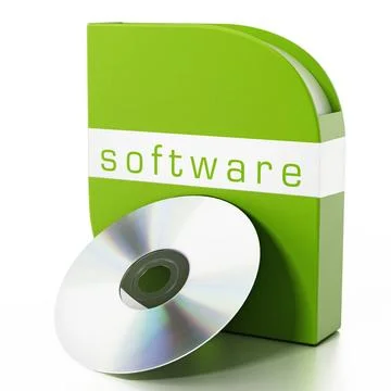 Green software box isolated on white background. 3D illustration Green sof... Stock Photos