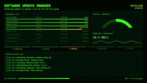Green Software Update Manager Installing Packages Progress Dashboard Animation. Video stock 347705291
