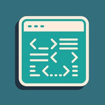 Green Software, web developer programming code icon isolated on green backgro Stock Illustration