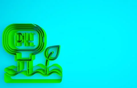 Green Soil ph testing icon isolated on blue background. PH earth test. Minima Illustrazione stock