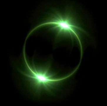 Green Solar eclipse in space concept with green ring flare Stock Illustration