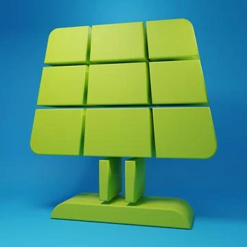 Green Solar energy panel icon isolated on blue background. Sun with lightni.. Stock Illustration