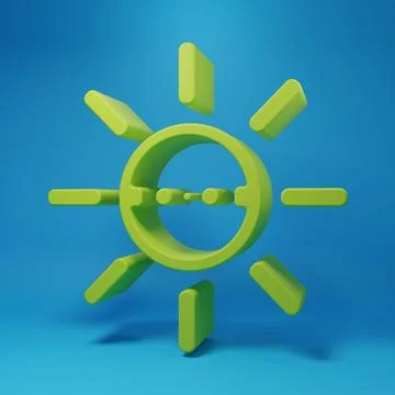 Green Solar energy panel icon isolated on blue background. Sun with lightni.. Stock Illustration