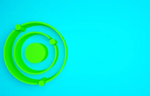 Green Solar system icon isolated on blue background. The planets revolve arou Stock Illustration