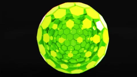 Green Solid Tech Sphere Unfolding Stock Footage 244465582