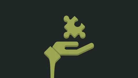 Green Solution to the problem in psychology icon isolated on black background Stock Footage 235510514