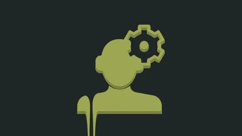 Green Solution to the problem in psychology icon isolated on black background Stock Footage 235602165