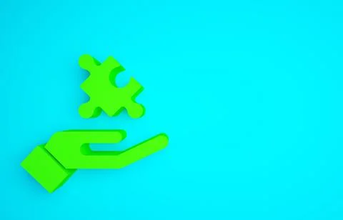 Green Solution to the problem in psychology icon isolated on blue background. Illustrazione stock