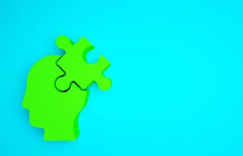 Green Solution to the problem in psychology icon isolated on blue background. Stock Illustration
