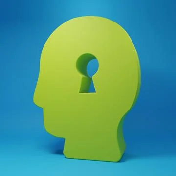 Green Solution to the problem in psychology icon isolated on blue backgroun.. 스톡 일러스트