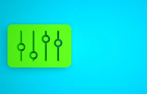 Green Sound mixer controller icon isolated on blue background. Dj equipment 스톡 일러스트