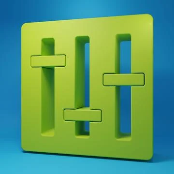 Green Sound mixer controller icon isolated on blue background. Dj equipment.. Stock Illustration