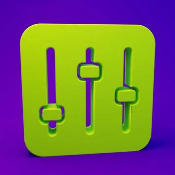 Green Sound mixer controller icon isolated on purple-blue background. Dj eq.. Stock Illustration