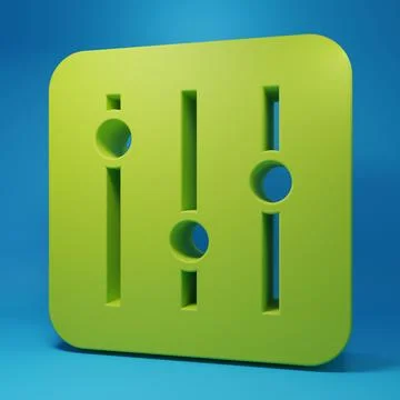 Green Sound mixer controller icon isolated on blue background. Dj equipment.. Stock Illustration