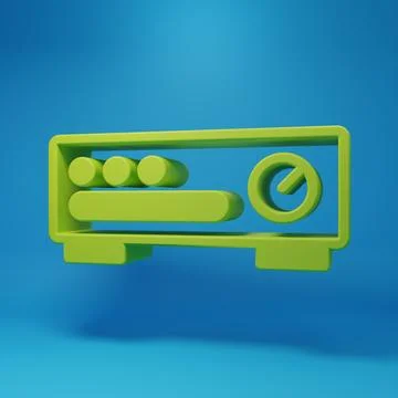 Green Sound mixer controller icon isolated on blue background. Dj equipment.. Stock Illustration