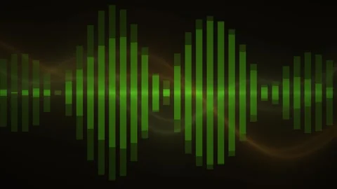 Green sound wave on black background with glowing effect. Stock Footage 335530749