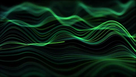 Green sound waves frequency on black background. Neon glowing audio wavefor.. 스톡 동영상 332011441