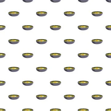 Green soup bowl seamless pattern with boiled egg Stock Illustration