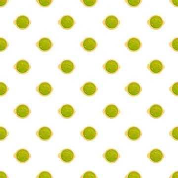 Green soup bowls seamless pattern background illustrating healthy eating Stock Illustration