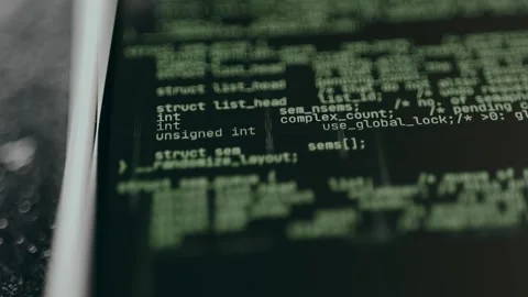 Green source code on a digital screen, Matrix aesthetics Stock Footage 329285944