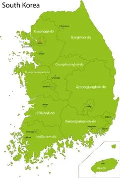 Green South Korea map Stock Illustration