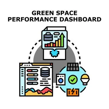 Green space performance dashboard business monitoring concept Stock Illustration